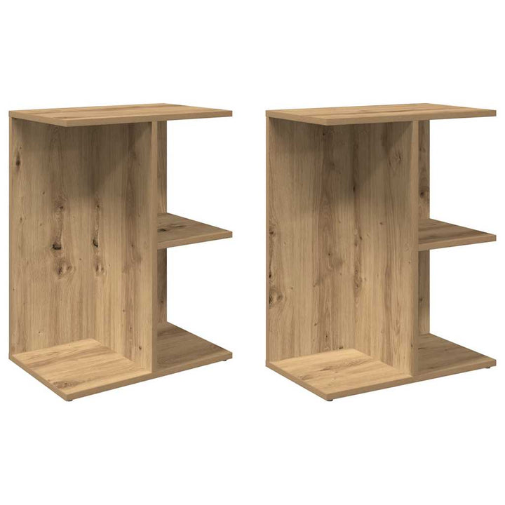 sengeborde 2 stk. 46,5x29x61 cm konstrueret træ egetræsfarve