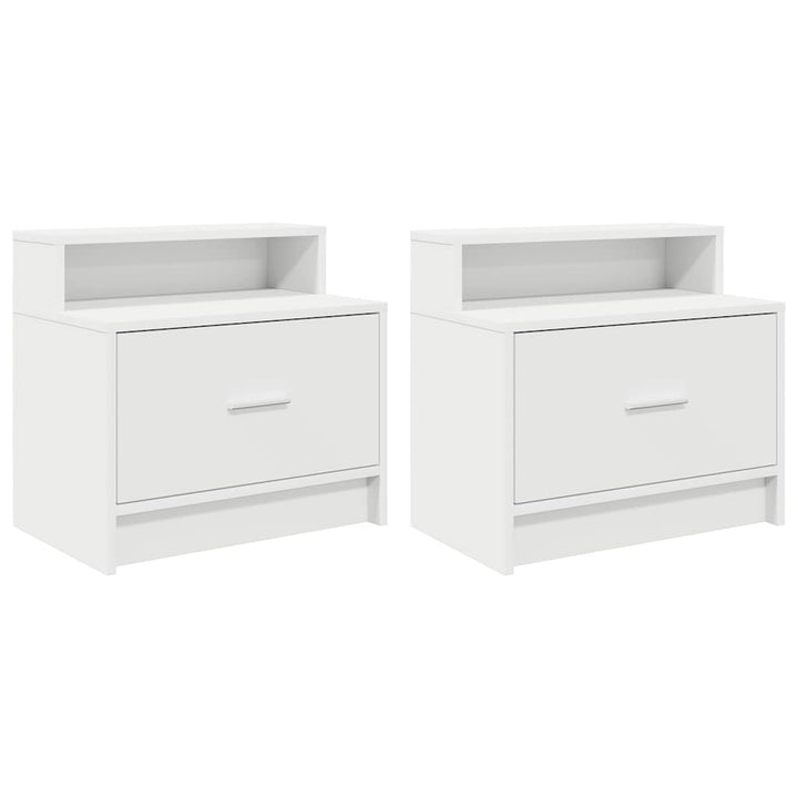 sengeborde med skuffe 2 stk. 51x31x47 cm hvid