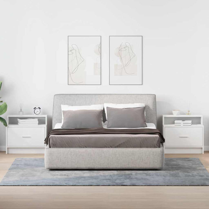 sengeborde med skuffe 2 stk. 51x31x47 cm hvid