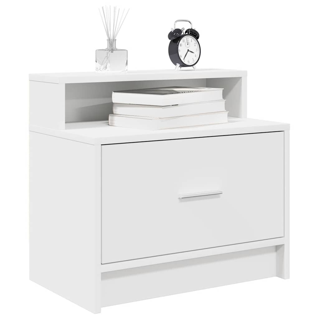 sengeborde med skuffe 2 stk. 51x31x47 cm hvid