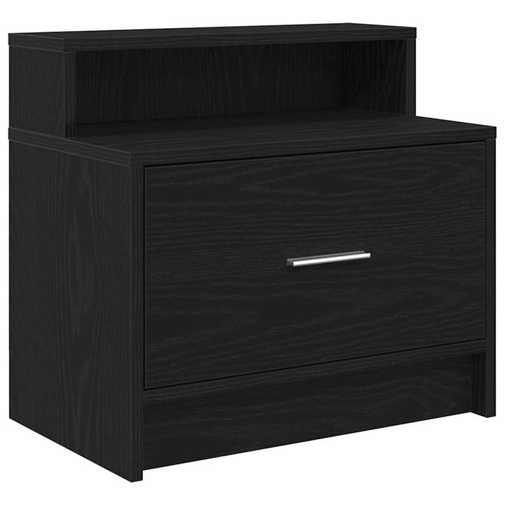 sengebord med skuffe 51x31x47 cm sort-eg
