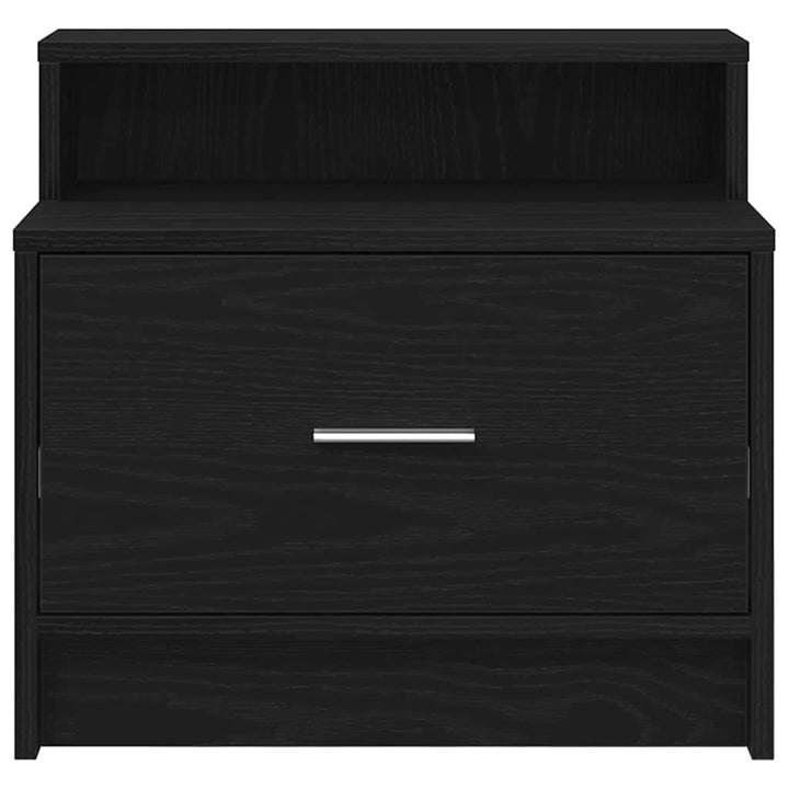 sengebord med skuffe 51x31x47 cm sort-eg