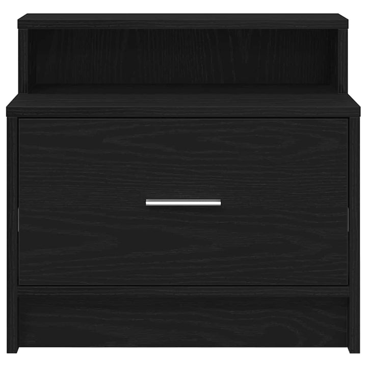 sengeborde med skuffe 2 stk. 51x31x47 cm sort-eg