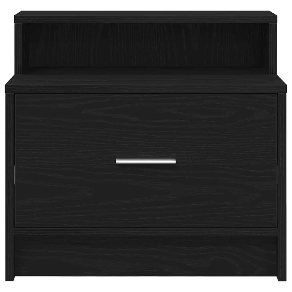 sengeborde med skuffe 2 stk. 51x31x47 cm sort-eg