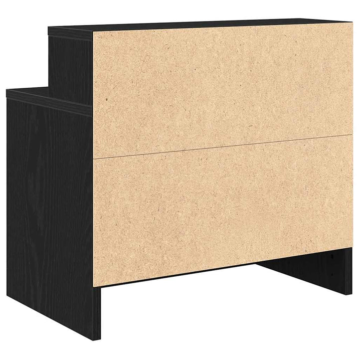 sengeborde med skuffe 2 stk. 51x31x47 cm sort-eg