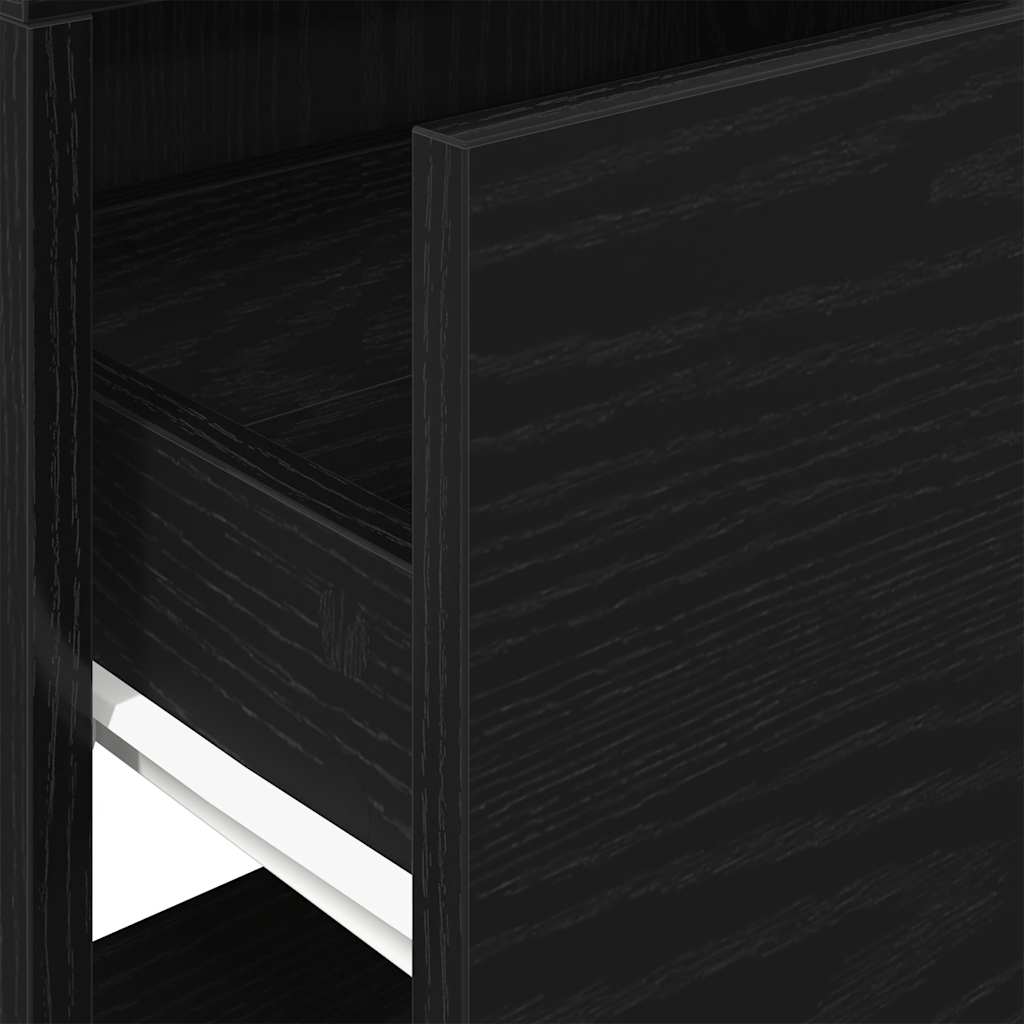 sengeborde med skuffe 2 stk. 51x31x47 cm sort-eg