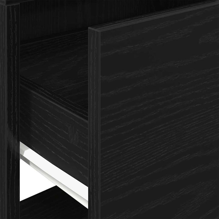 sengeborde med skuffe 2 stk. 51x31x47 cm sort-eg