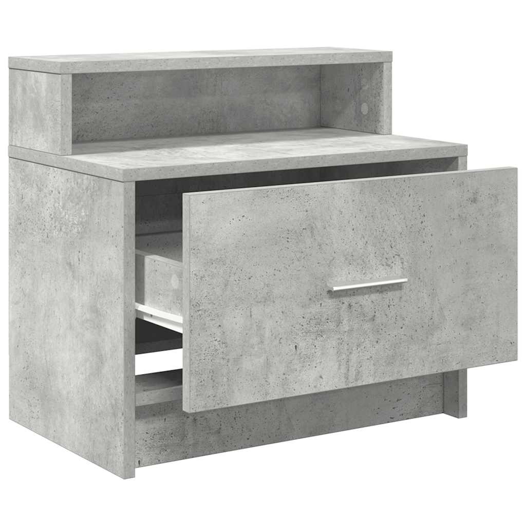 sengeborde med skuffe 2 stk. 51x31x47 cm betongrå