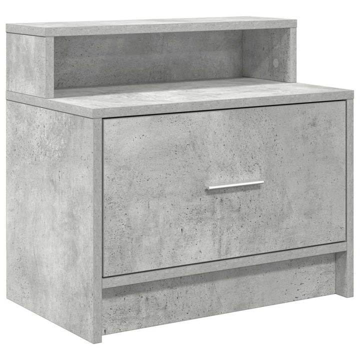 sengeborde med skuffe 2 stk. 51x31x47 cm betongrå