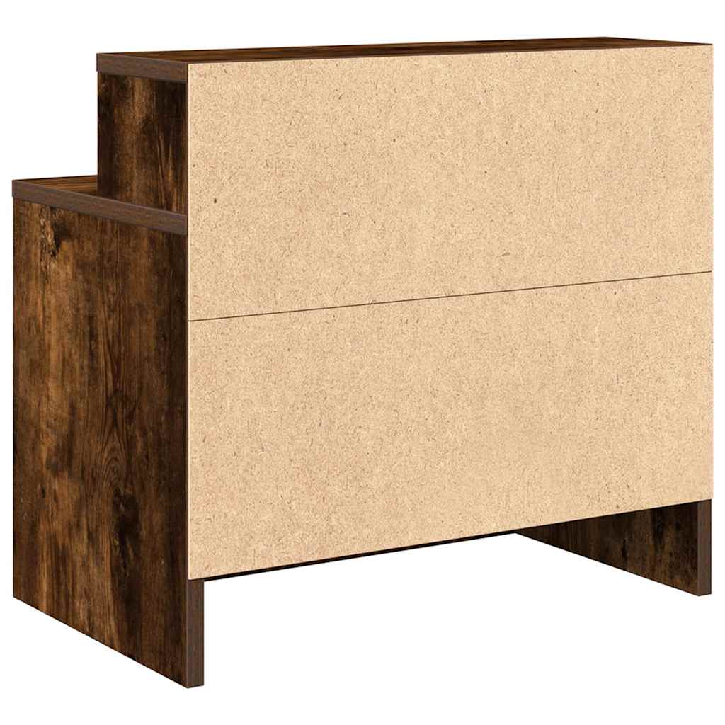 sengeborde med skuffe 2 stk. 51x31x47 cm røget egetræsfarve