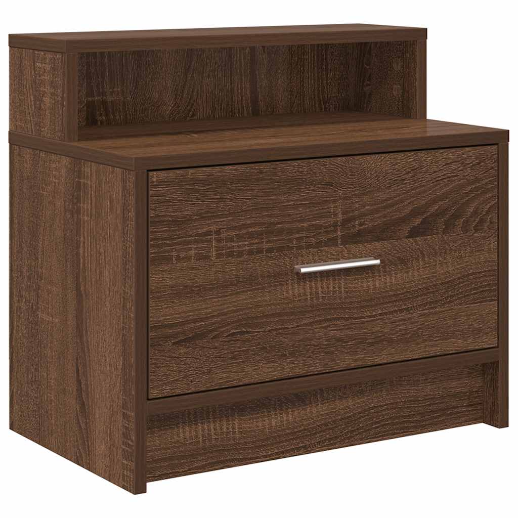 sengeborde med skuffe 2 stk. 51x31x47 cm brun egetræsfarve