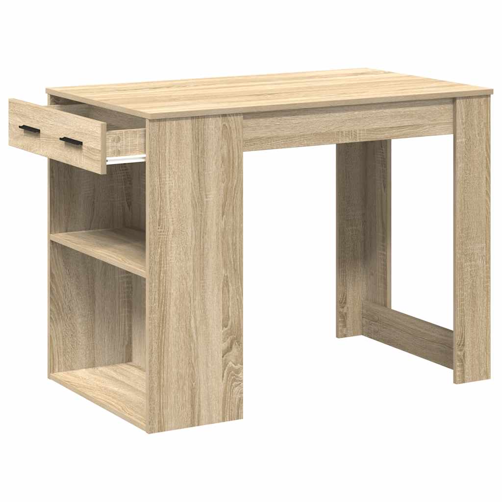 skrivebord med skuffe og hylde 102x62x77,5 cm sonoma-eg