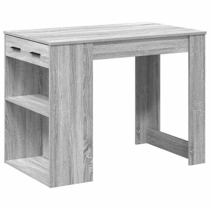 skrivebord med skuffe og hylde 102x62x77,5 cm grå sonoma-eg