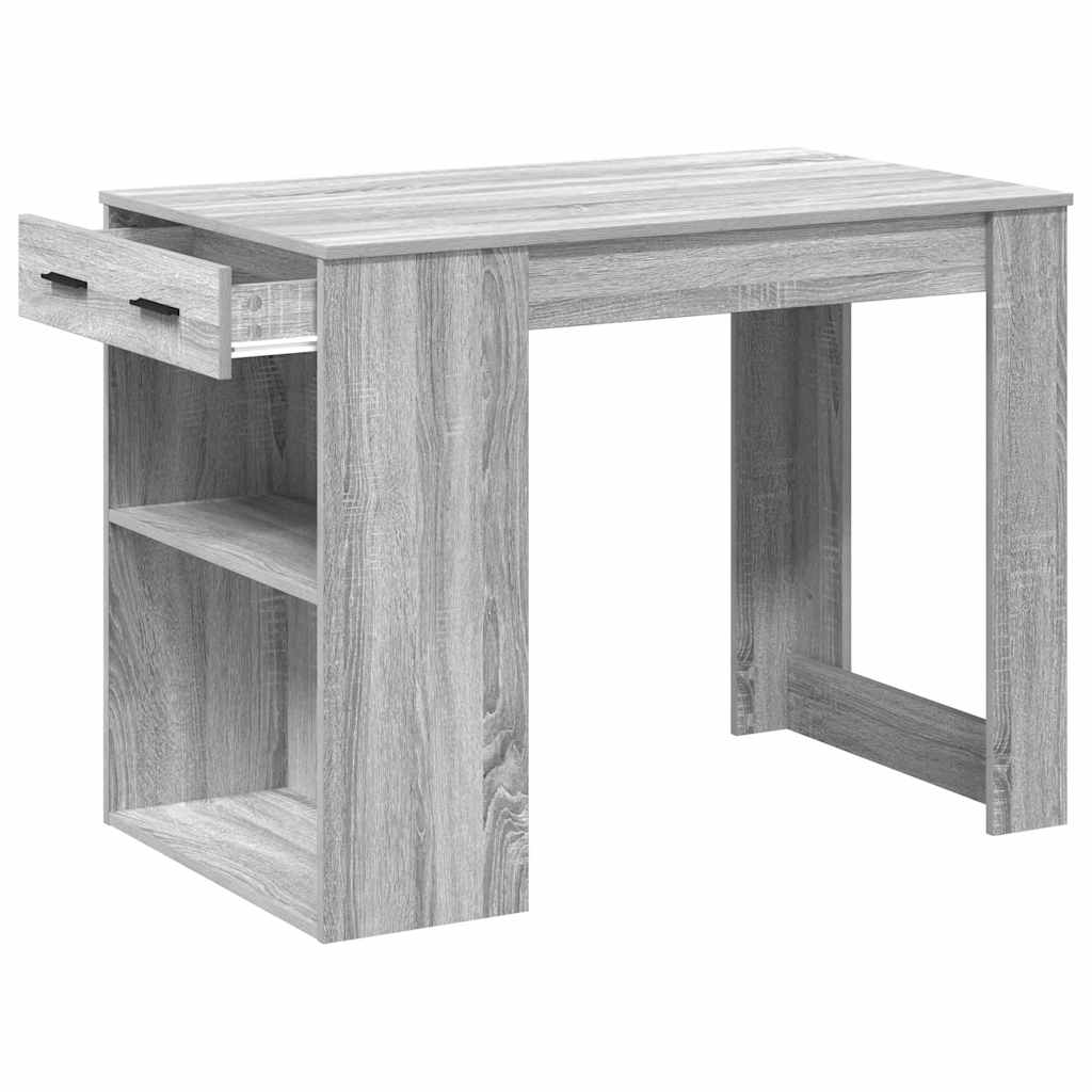 skrivebord med skuffe og hylde 102x62x77,5 cm grå sonoma-eg