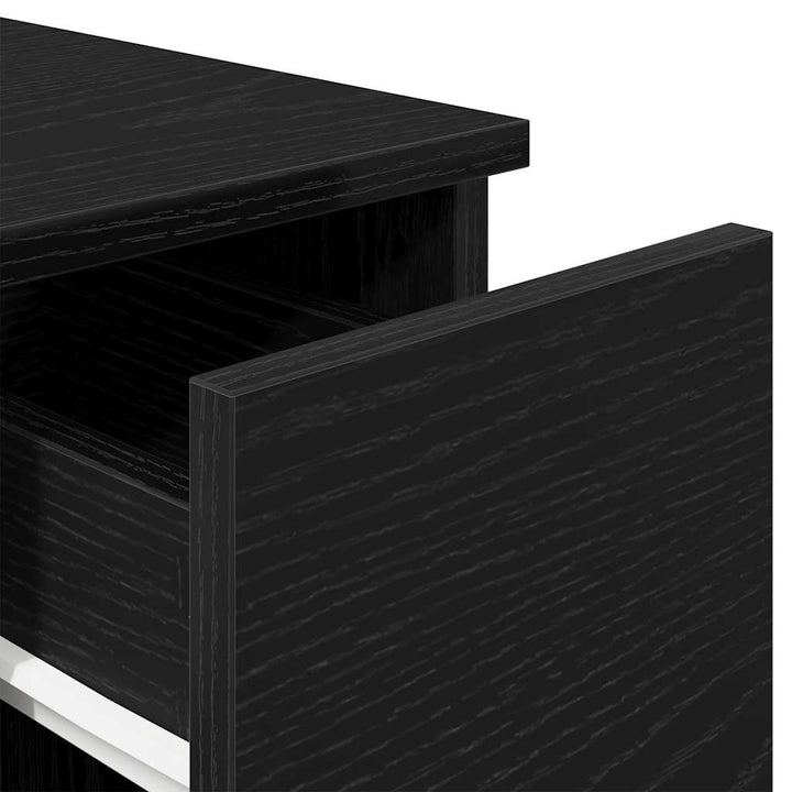 sengeborde med skuffe 2 stk. 20x36x60 cm sort-eg