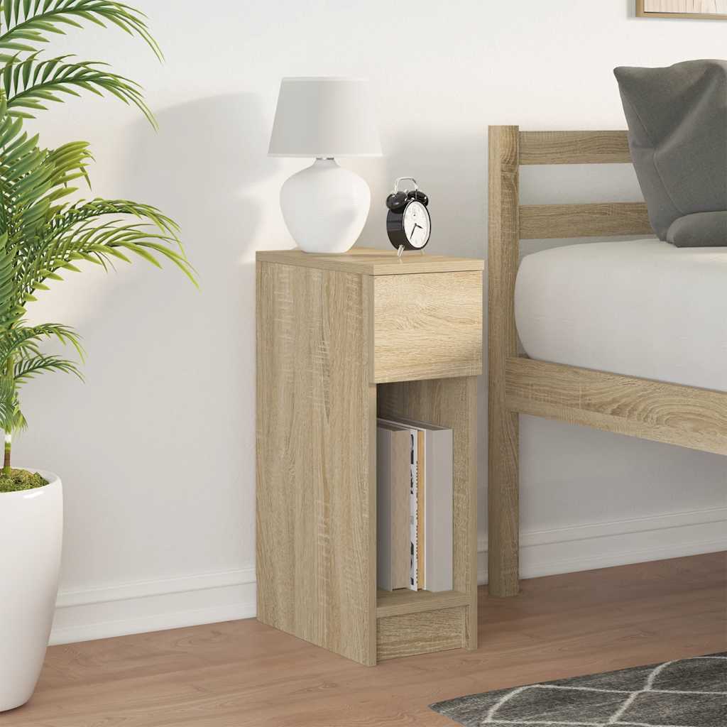 sengebord med skuffe 20x36x60 cm sonoma-eg