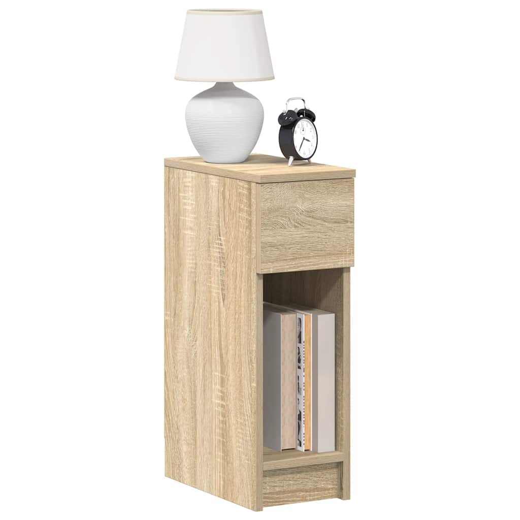 sengeborde med skuffe 2 stk. 20x36x60 cm sonoma-eg