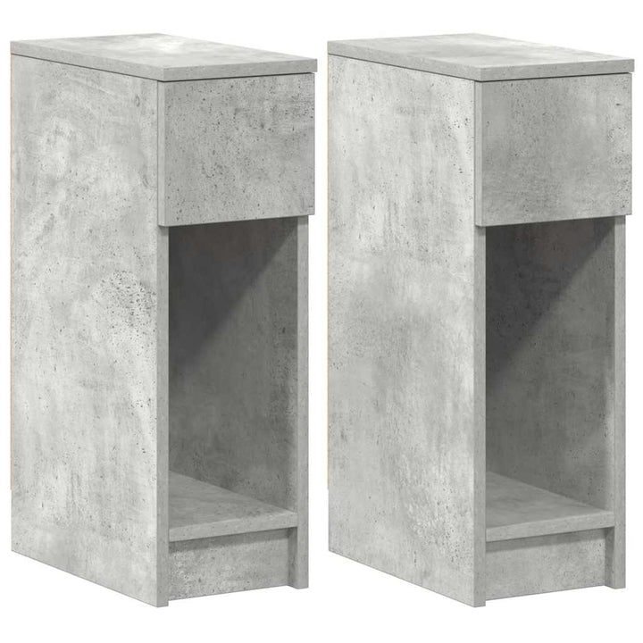sengeborde med skuffe 2 stk. 20x36x60 cm betongrå