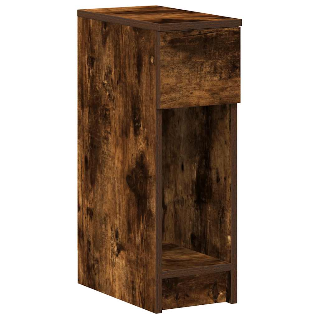 sengeborde med skuffe 2 stk. 20x36x60 cm røget egetræsfarve