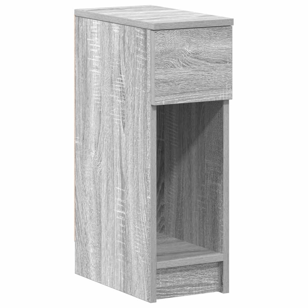 sengeborde med skuffe 2 stk. 20x36x60 cm grå sonoma-eg