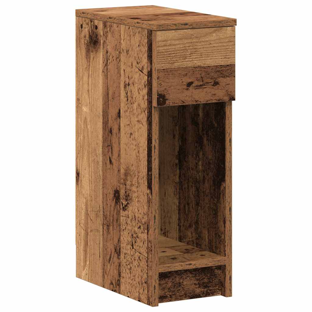 sengebord med skuffe 20x36x60 cm antikt træ