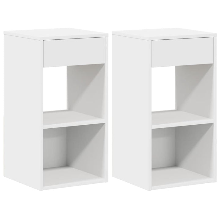 sengeborde med skuffe 2 stk. 35x34x66,5 cm hvid