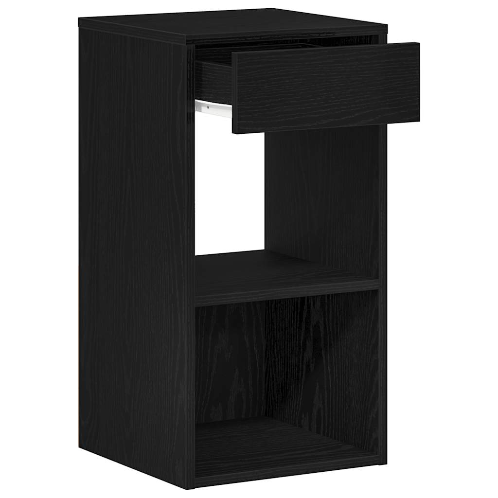 sengebord med skuffe 35x34x66,5 cm sort-eg