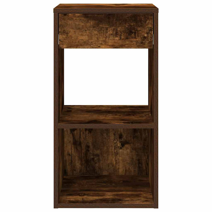 sengebord med skuffe 35x34x66,5 cm røget egetræsfarve