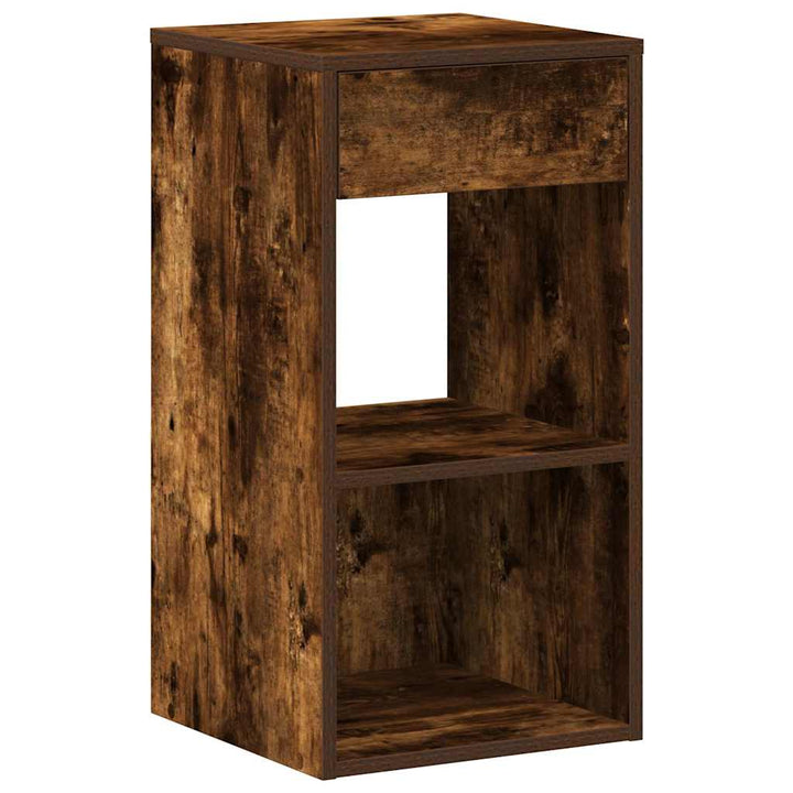 sengeborde med skuffe 2 stk. 35x34x66,5 cm røget egetræsfarve