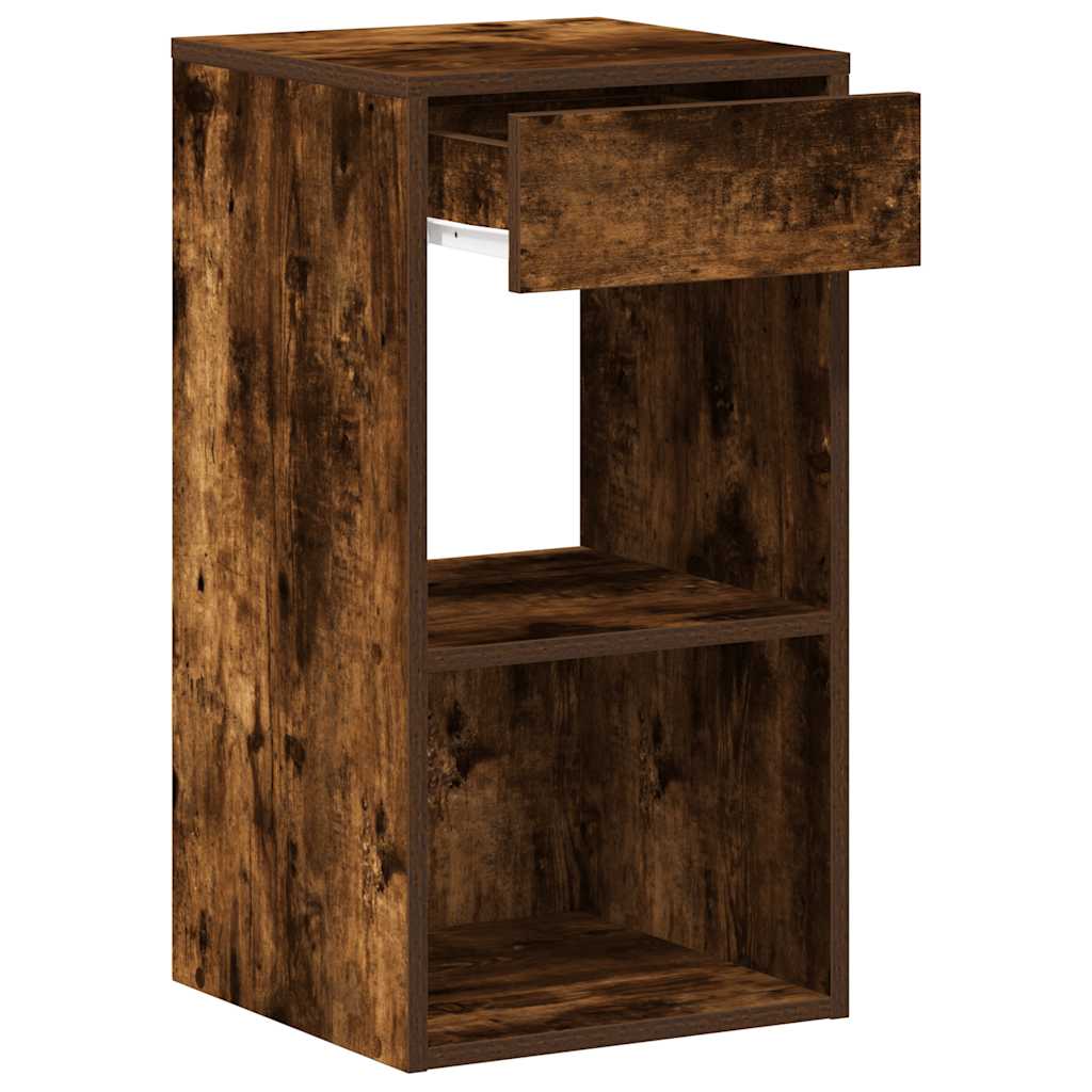 sengeborde med skuffe 2 stk. 35x34x66,5 cm røget egetræsfarve