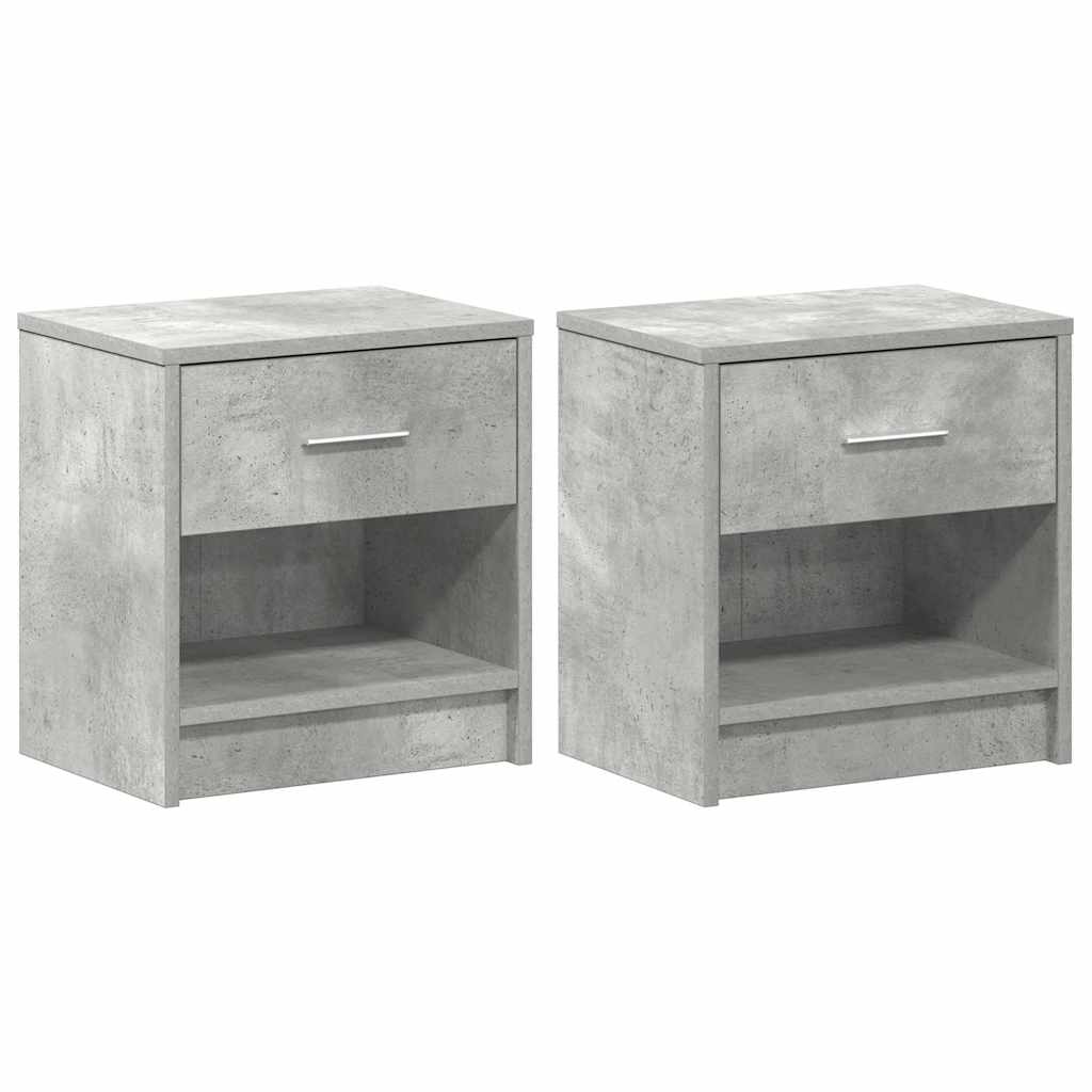 sengeborde 2 stk. med skuffe 39x28x41 cm betongrå