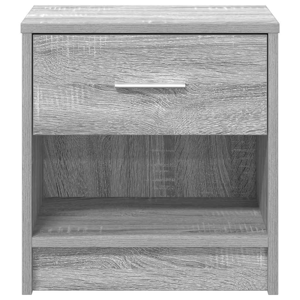 sengeborde 2 stk. med skuffe 39x28x41 cm grå sonoma-eg