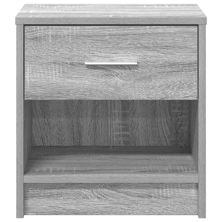 sengeborde 2 stk. med skuffe 39x28x41 cm grå sonoma-eg
