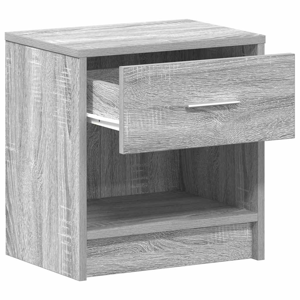 sengeborde 2 stk. med skuffe 39x28x41 cm grå sonoma-eg