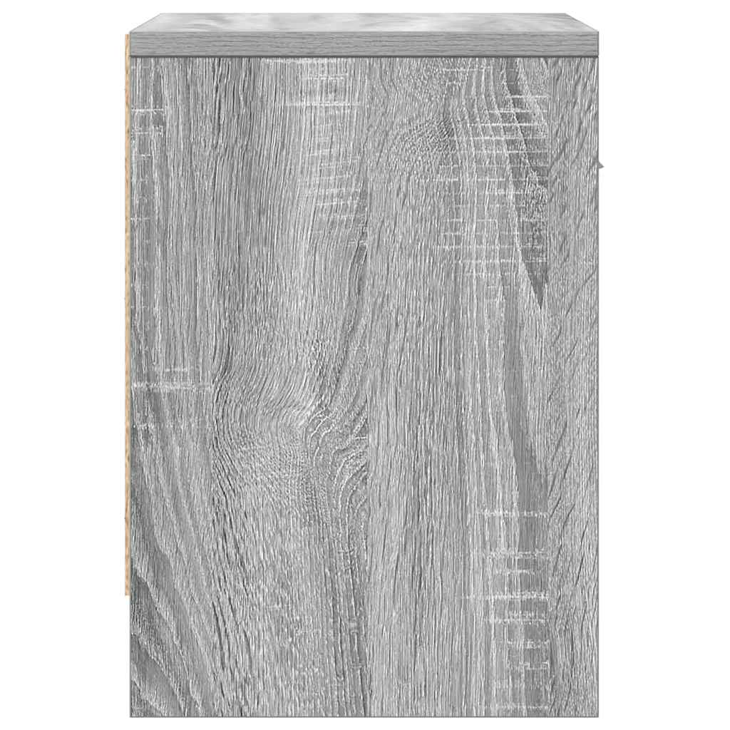 sengeborde 2 stk. med skuffe 39x28x41 cm grå sonoma-eg
