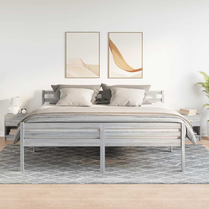 sengeborde 2 stk. med skuffe 39x28x41 cm grå sonoma-eg