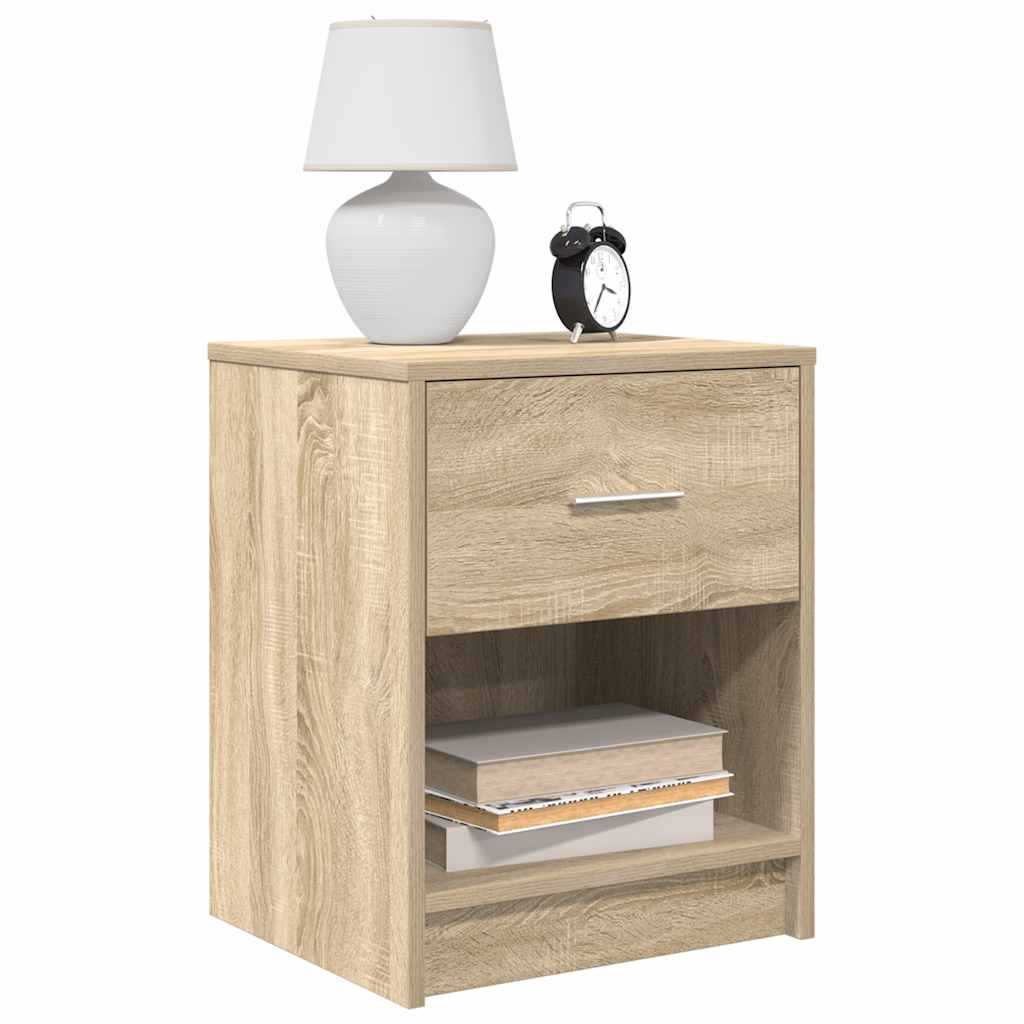 sengeborde 2 stk. med skuffe 40x34x50 cm sonoma-eg