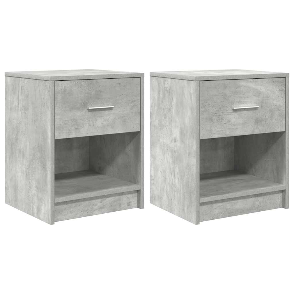 sengeborde 2 stk. med skuffe 40x34x50 cm betongrå
