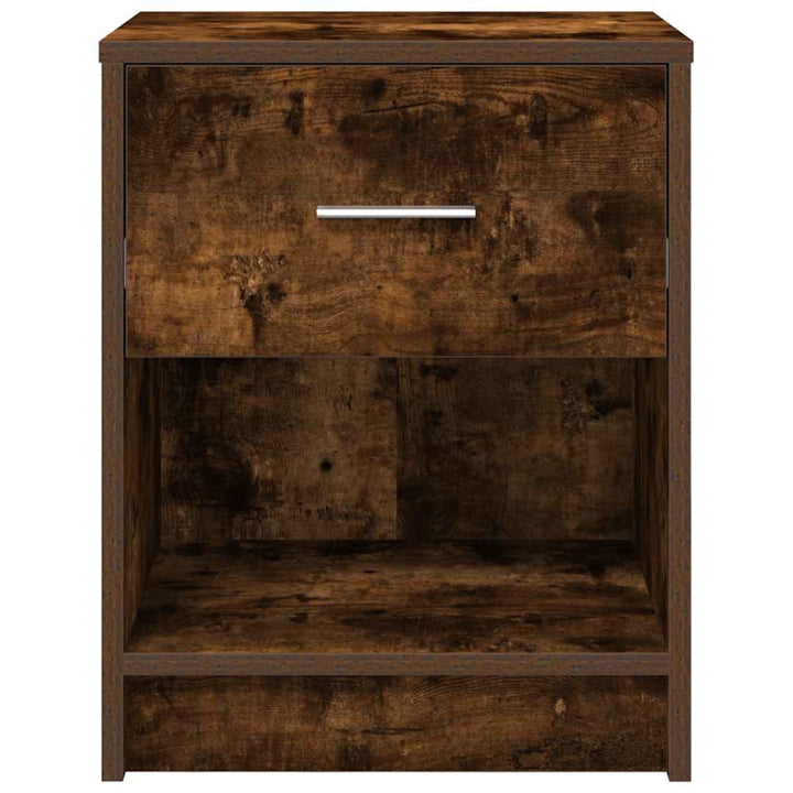 sengeborde 2 stk. med skuffe 40x34x50 cm røget egetræsfarve