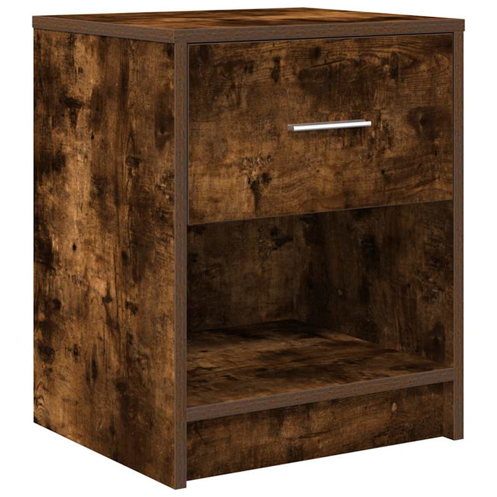 sengeborde 2 stk. med skuffe 40x34x50 cm røget egetræsfarve