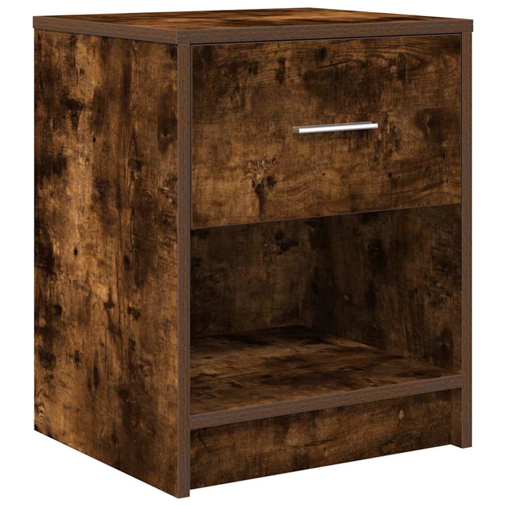 sengeborde 2 stk. med skuffe 40x34x50 cm røget egetræsfarve