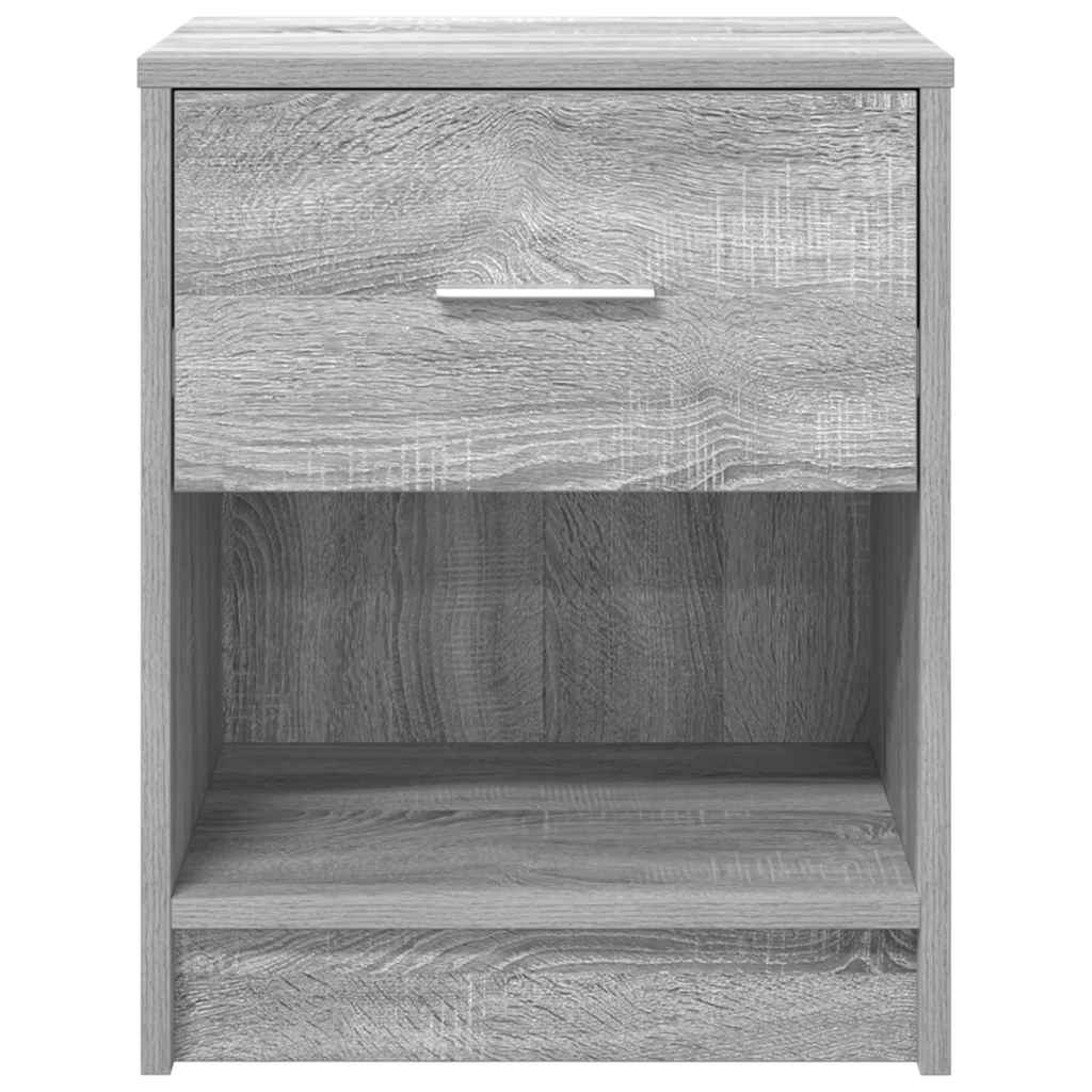 sengeborde 2 stk. med skuffe 40x34x50 cm grå sonoma-eg