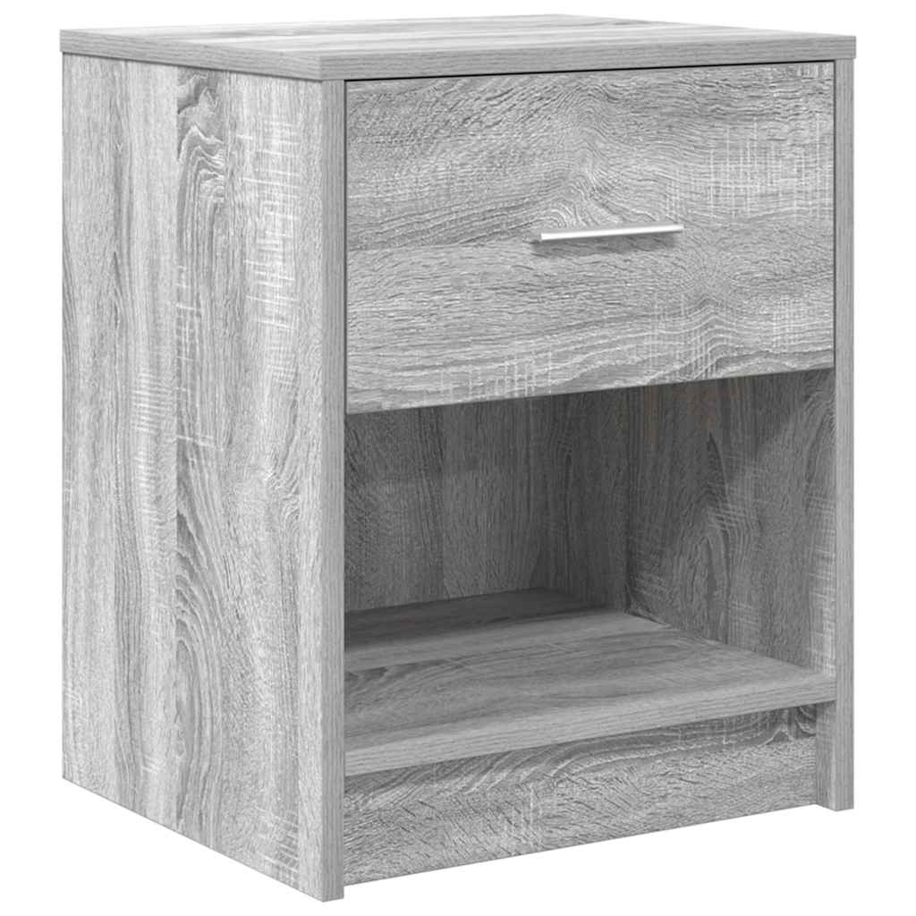 sengeborde 2 stk. med skuffe 40x34x50 cm grå sonoma-eg