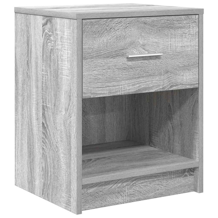 sengeborde 2 stk. med skuffe 40x34x50 cm grå sonoma-eg