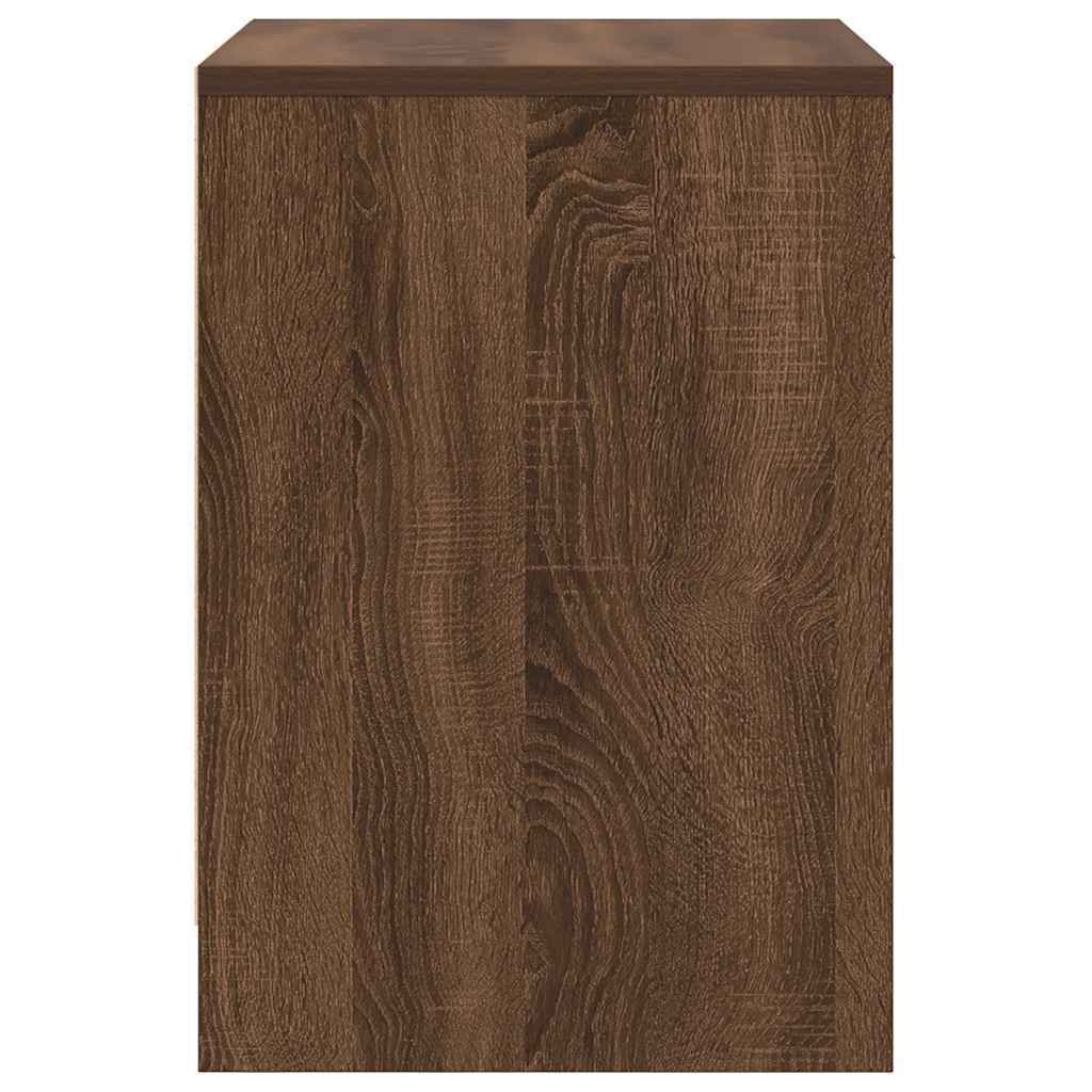 sengeborde 2 stk. med skuffe brun egetræsfarve 40x34x50 cm