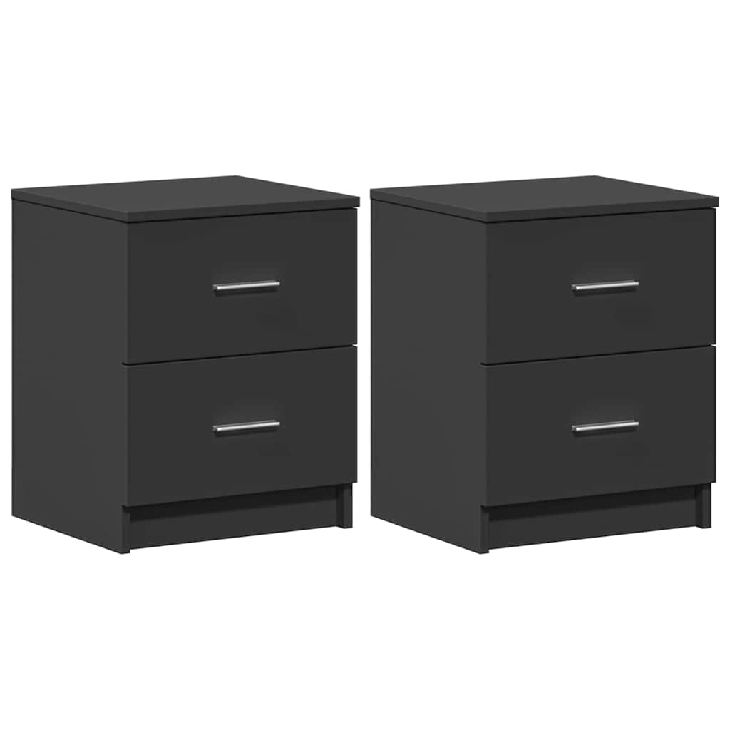 sengeborde 2 stk. med 2 skuffer 40x36x50 cm sort