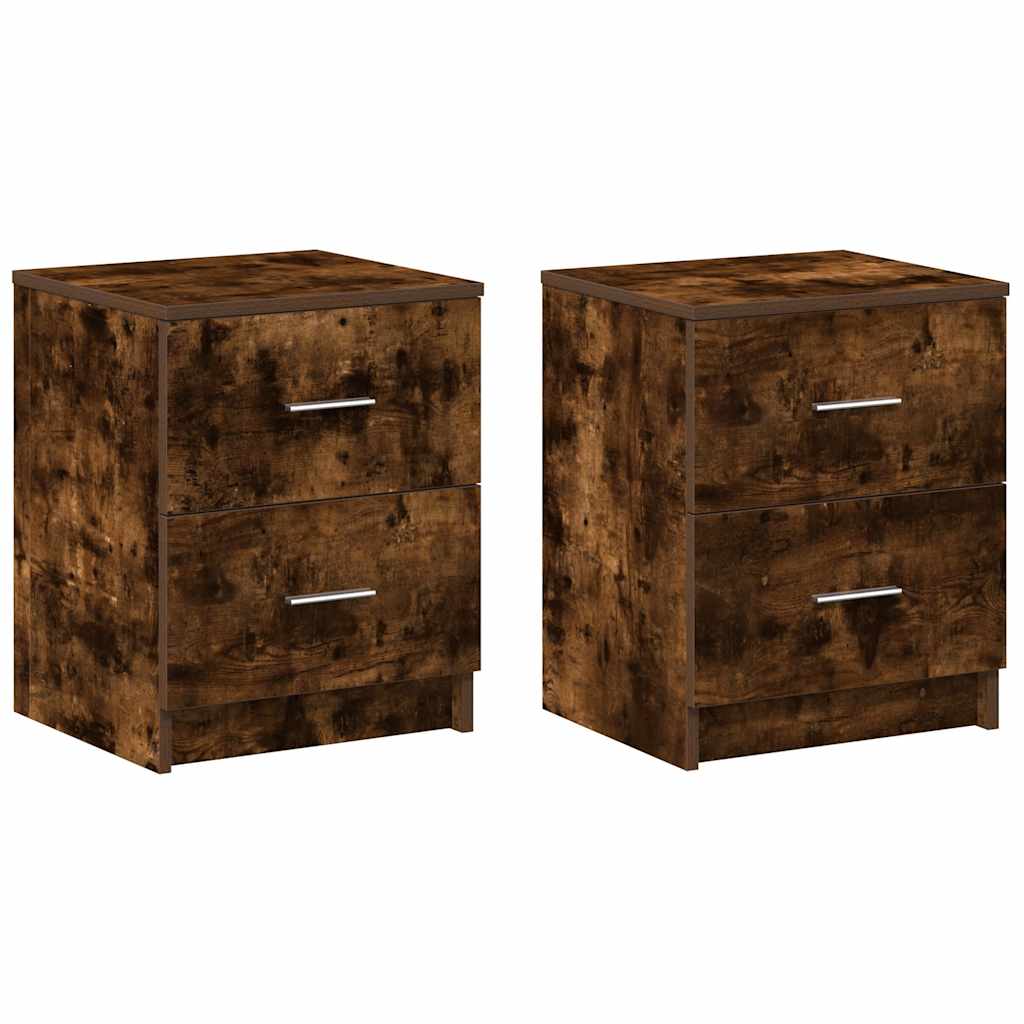 sengeborde 2 stk. med 2 skuffer 40x36x50 cm røget egetræsfarve