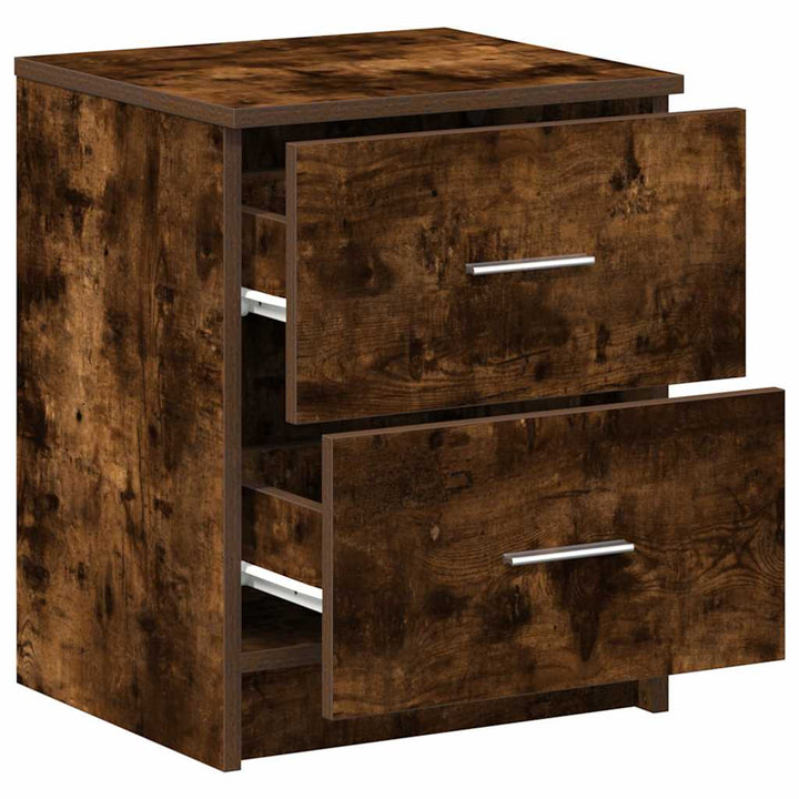 sengeborde 2 stk. med 2 skuffer 40x36x50 cm røget egetræsfarve