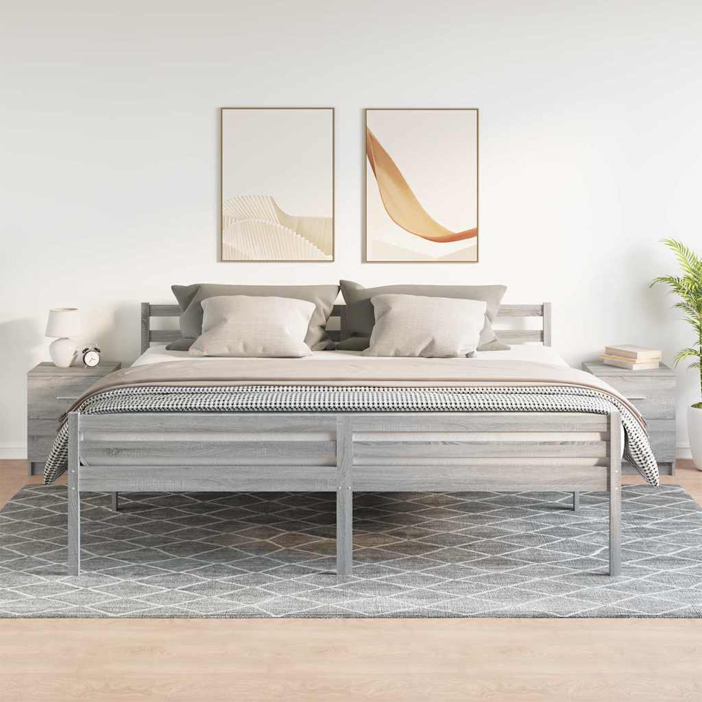 sengeborde 2 stk. med 2 skuffer 40x36x50 cm grå sonoma-eg