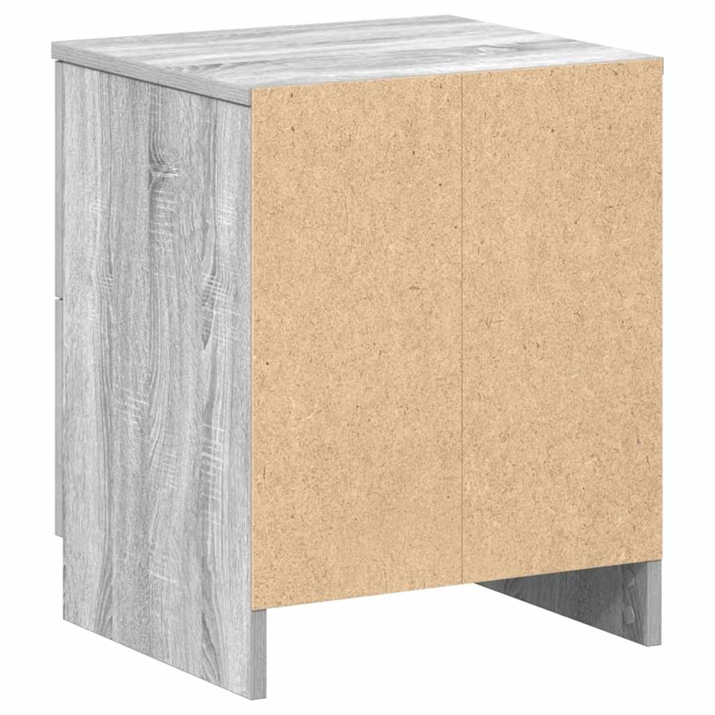 sengeborde 2 stk. med 2 skuffer 40x36x50 cm grå sonoma-eg